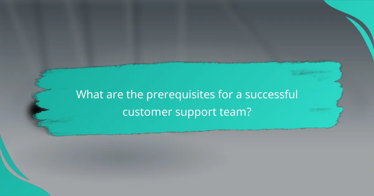 What are the prerequisites for a successful customer support team?